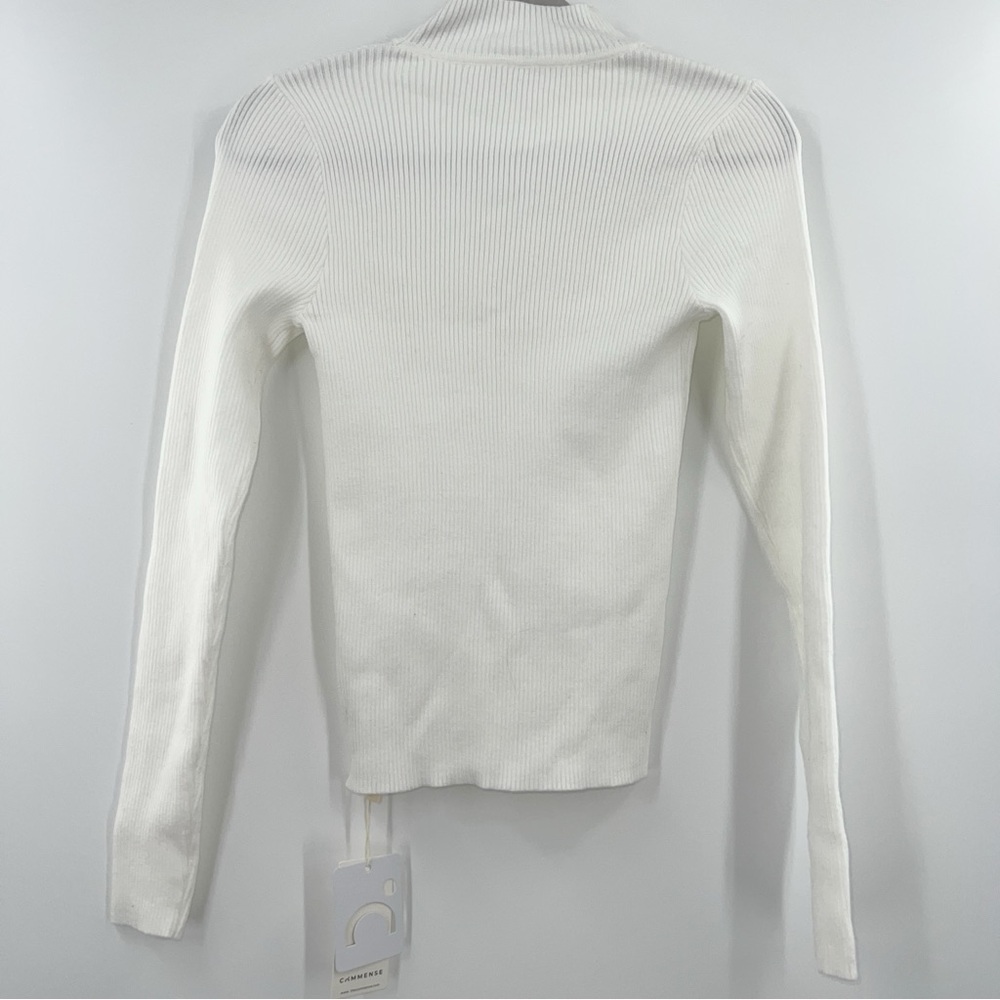 Commense NWT Mock Neck Rib Long Sleeve Knit Top in White size Small - Picture 3 of 8
